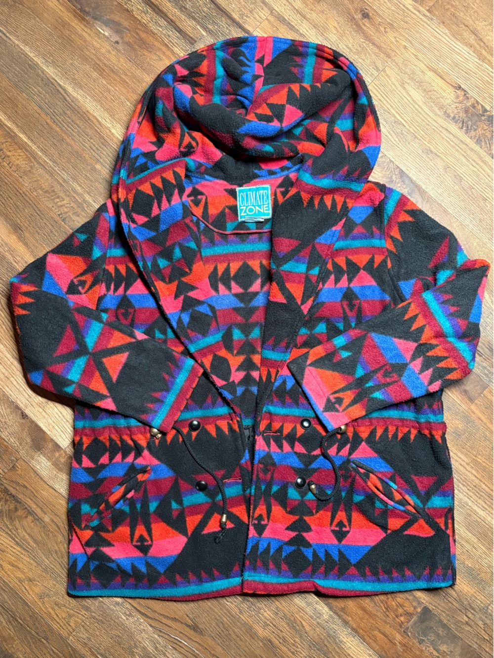 Vintage 90’s Aztec and Tribal Geometric Pattern Fleece Jacket - Picture 3 of 7
